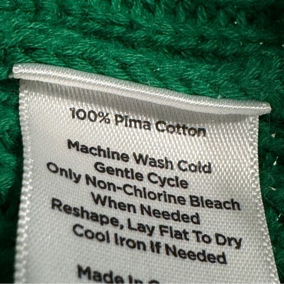 Talbots Ribbed V-Neck Petite Long Sleeve Sweater Pima Cotton Green Size S - Picture 3 of 4